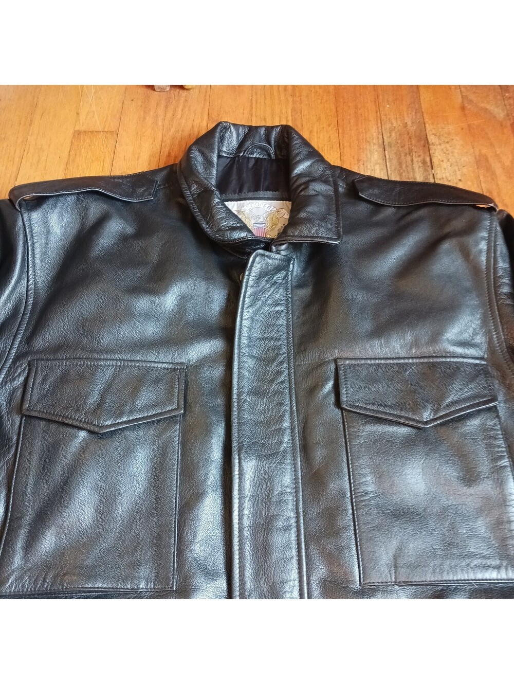 Cooper Genuine Leather US Army Field Jacket  Mens XXL Black Great Vintage - Picture 10 of 15